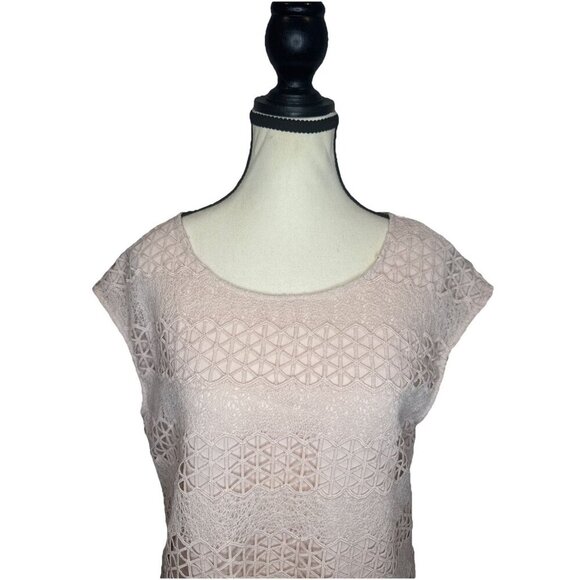 Vince Camuto Women’s Pink Sleeveless Shell w/ Lace-Style Overlay Sz M Business - Picture 2 of 9